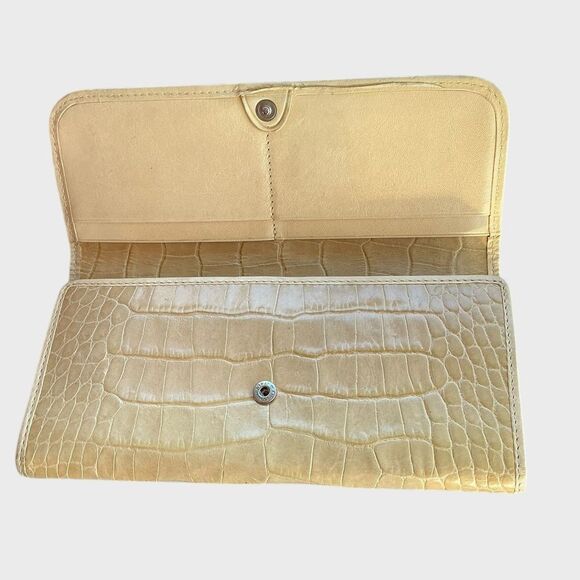 Abas Alligator Exotic Leather Long Wallet American Yellow - Picture 6 of 10